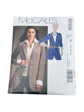 McCalls M5938 Jacket Size 6 8 10 12 14  Sewing Pattern Uncut